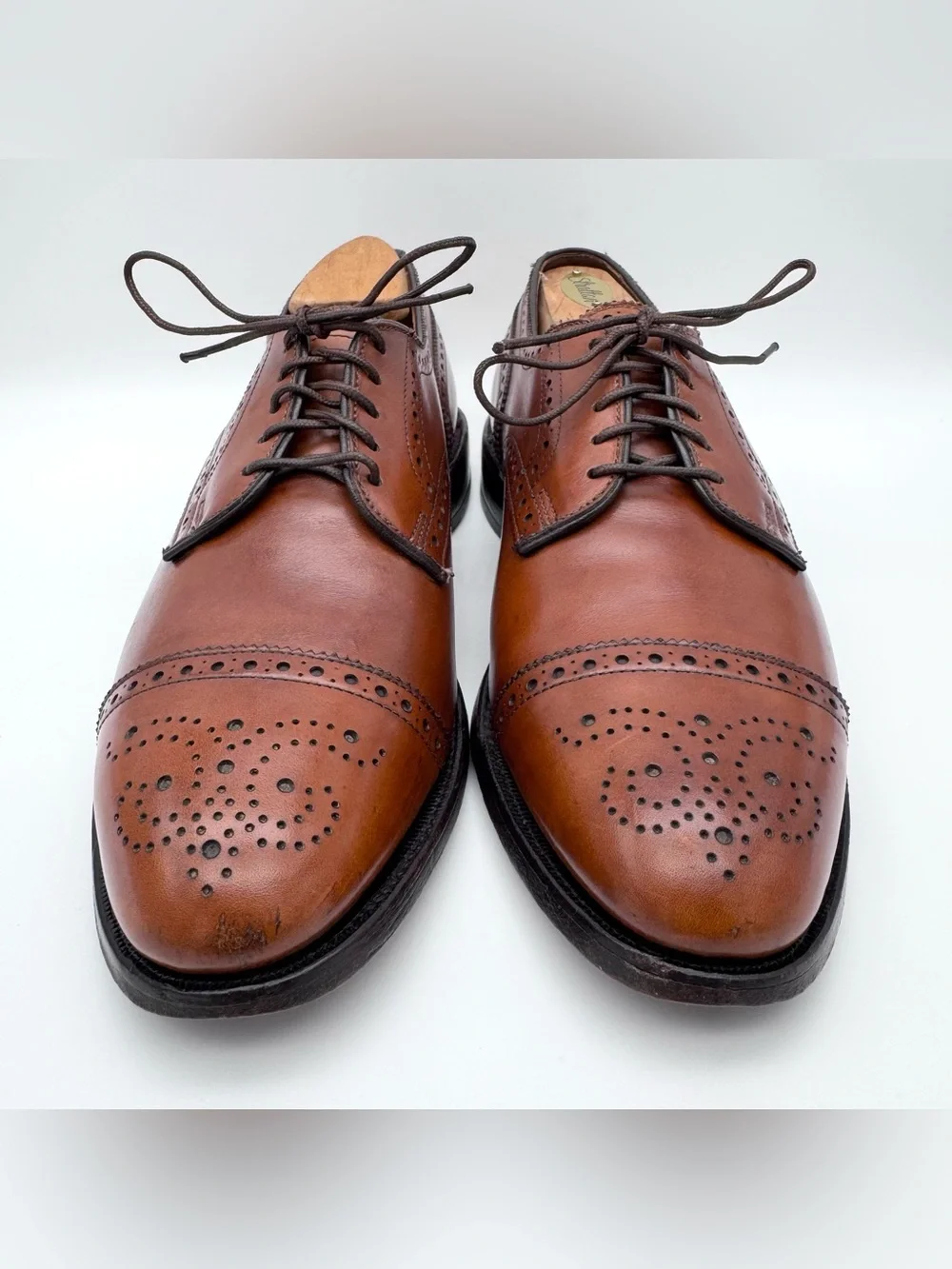 Allen Edmonds Sanford Men's 7.5 C Brown Leather Cap Toe Oxford Dress Shoes